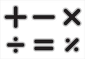 Math symbols basic arithmetic icon set illustration vector