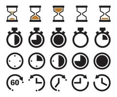 time clock stopwatch icon set sand timer illustration vector