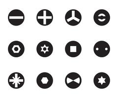 Screw head types icon set screwdriver bit collection vector