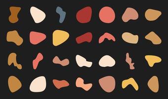 Flat abstract asymmetric silhouette collection, trendy organic amorphous element design, doodle liquid random symbol graphic, cute geometric minimal form art, modern boho irregular shape set, vector