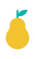 Minimal yellow pear shape. Abstract fruit figure with a leaf. Modern element, flat style, playful icon. Suitable for graphic projects, trendy designs, and decorative uses. vector