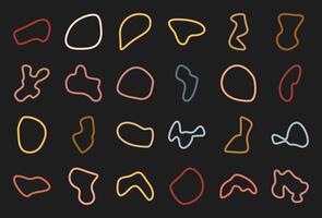 Trendy abstract amorphous circular shape set, flat organic irregular element set, doodle liquid random form art, cute geometric asymmetric symbol design, modern boho minimal silhouette graphic, vector