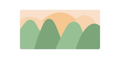 Abstract representation of green hills in a tranquil landscape. A minimalistic view of natures beauty with a flat aesthetic. The rich colors illustrate peaceful environment, offering serene backdrop vector