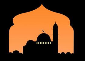 simple background of mosque silhouette for ramadan background vector