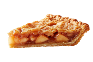 Delicious apple pie slice served with a golden crust and warm filling for a comforting dessert experience png
