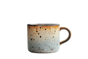 Unique ceramic mug with speckled design and gradient colors suitable for coffee or tea png