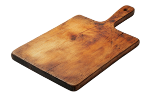 Wooden cutting board resting on a plain background for kitchen use and food preparation activities png