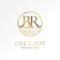 Logo design graphic concept creative premium stock image graphic initial BR serif font roots plant circle line monogram botanical nature brand vector