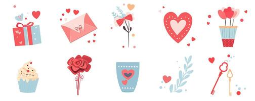 Set of Valentines day elements icons design vector