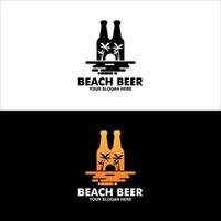 Design of beer with beach sand illustration perfect for beach cafe logo and beach party event vector