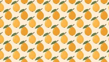 Pattern with ripe loquats on beige background. vector