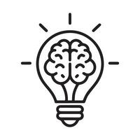 Simple art of a Brain Inside a Lightbulb vector