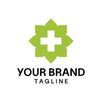 Creative green Cross Icon for Health Services vector