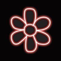 Printneon flower isolated on black background. vector