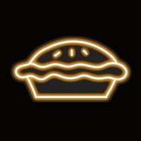 neon pie isolated on black background. vector