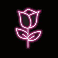 neon flower isolated on black background. vector