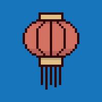 Chinese new year lantern pixel art vector