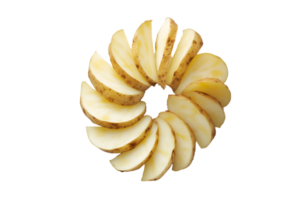 Sliced potato in a circular pattern isolated on a transparent background png