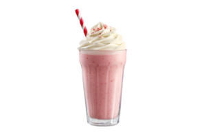 Strawberry milkshake with whipped cream isolated on a transparent background png