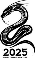2025 Snake design for Chinese New Year celebration, symbolizing prosperity and luck vector