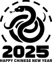 2025 Snake symbolizes prosperity and joy for Happy Chinese New Year vector