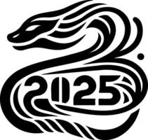 2025 Snake CNY design featuring stylized snake and bold numbers vector