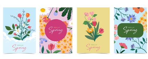 cute flower background with spring holiday for vertical a4 design vector