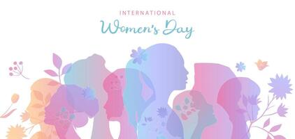 International women's day background with flower and gradient style for horizontal design vector
