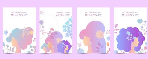 International women's day background with flower and gradient style for vertical a4 design vector
