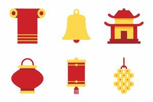 Symbolic Icons of the Lunar New Year vector
