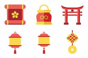 Lunar New Year Icon Set for Designers vector