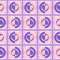 Pink Purple of Heart shape on circle in seamless pattern. Bohemian style. vector