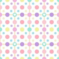 Polkadot with heart of pastel colorful on white background. Seamless pattern. vector