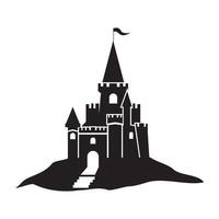 A castle on a hill with a flag on top vector