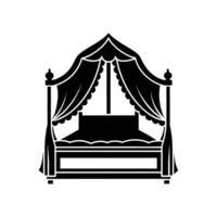 canopy bed silhouette on white background vector