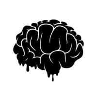 human brain illustration in melting style vector