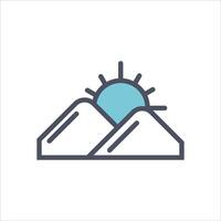 Campsite mountains icon for web design isolated on white background color flat vector