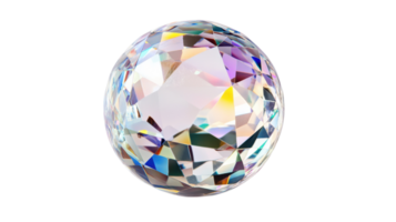 A Delicate Crystal Ball with a Shiny Surface Suitable for Interior Decor, Photography, and Mystical Displays that Captivates Viewers with Its Sparkling Reflections and Elegant Design. png