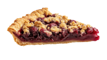 A Delicious Slice of Cherry Pie with a Unique Crumble Topping Perfect for Dessert Enthusiasts and Baking Lovers. png