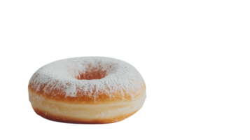 Delicious Fluffy Donut Coated with Powdered Sugar Perfect for Treats and Desserts. png