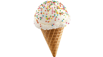 Delicious Frosty Ice Cream Cone with Colorful Sprinkles Perfect for Summer Treats and Fun Desserts. png
