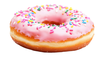 Delicious Freshly Made Donut Topped with Pink Frosting Perfect for Dessert Menus, Social Media Posts, and Sweet Treat Promotions. png