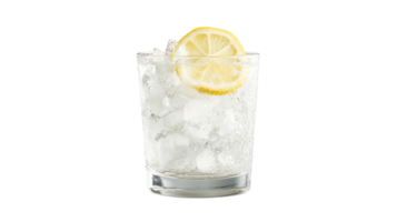 Refreshing Glass of Ice Water with Lemon Slice for Quenching Thirst and Summertime Enjoyment. png