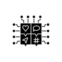 AI in social media solid icon design. Implementation AI in social media sector vector