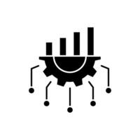 AI in business solid icon design. Implementation AI in business sector. Chart with gear and circuits design vector