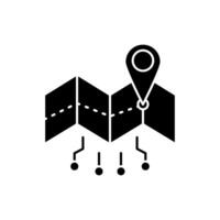 AI in GPS navigation solid icon design. Implementation AI in GPS navigation. Map with location pin and circuits design vector