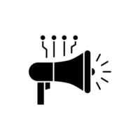 AI in marketing solid icon design. Implementation AI in marketing. Megaphone with circuit design vector