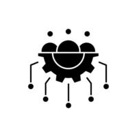 AI in human resources solid icon design. Implementation AI in human resources. Peoples with gear and circuit design vector