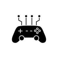 AI in game solid icon design. Implementation AI in gaming sector. Gaming stick with cricut design vector