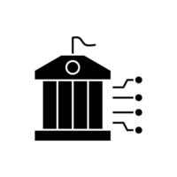 AI in government solid icon design. Implementation AI in government sector. Government building with circuit design vector